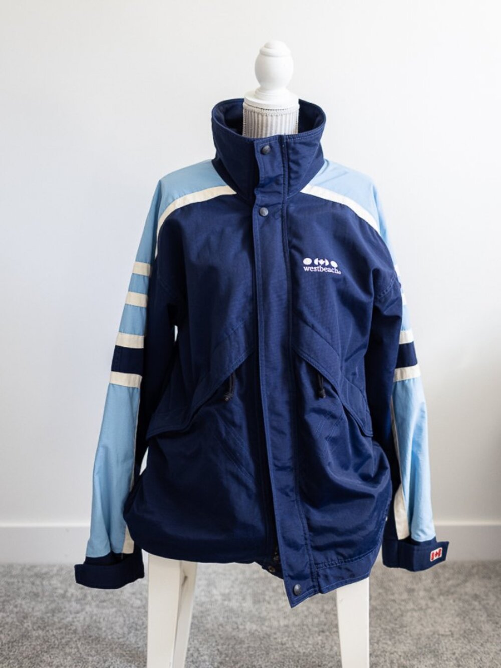 Vintage Westbeach Snowboard Jacket Made in Canada Blue Colorblock Ski 90s Sz L